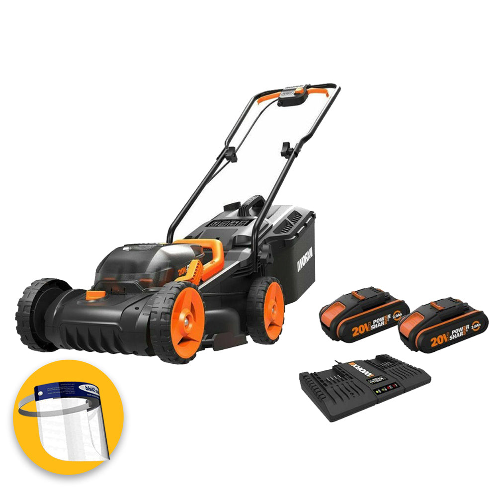 Worx WG779E - Rasaerba tagliaerba a batteria da 20v + 20v da 2,5 Ah